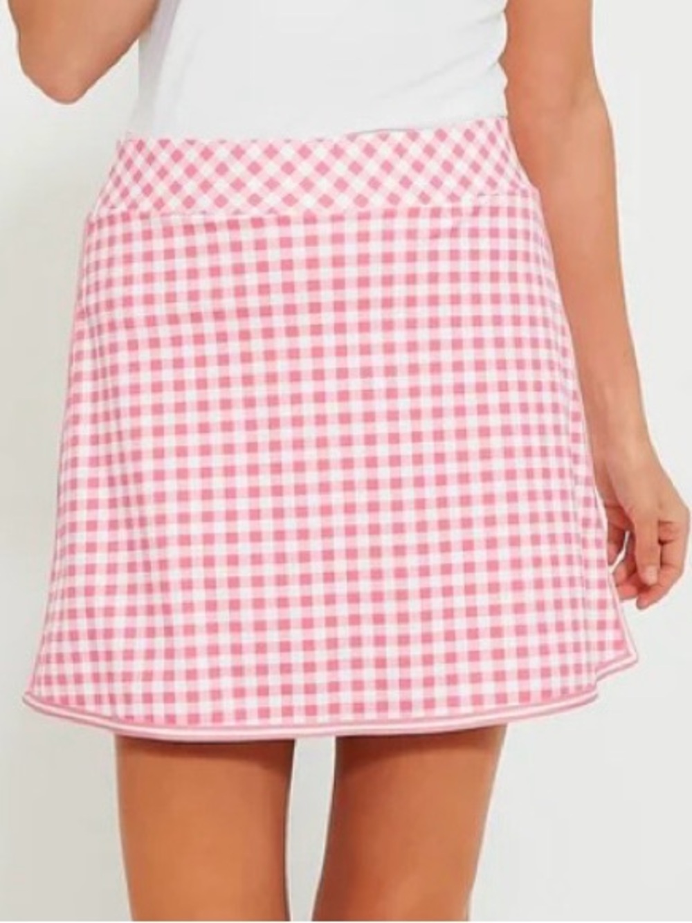 Tuckernuck NWT Karrie Golf Skirt Pink Gingham Sz Small 16" Skirt Built-In Shorts